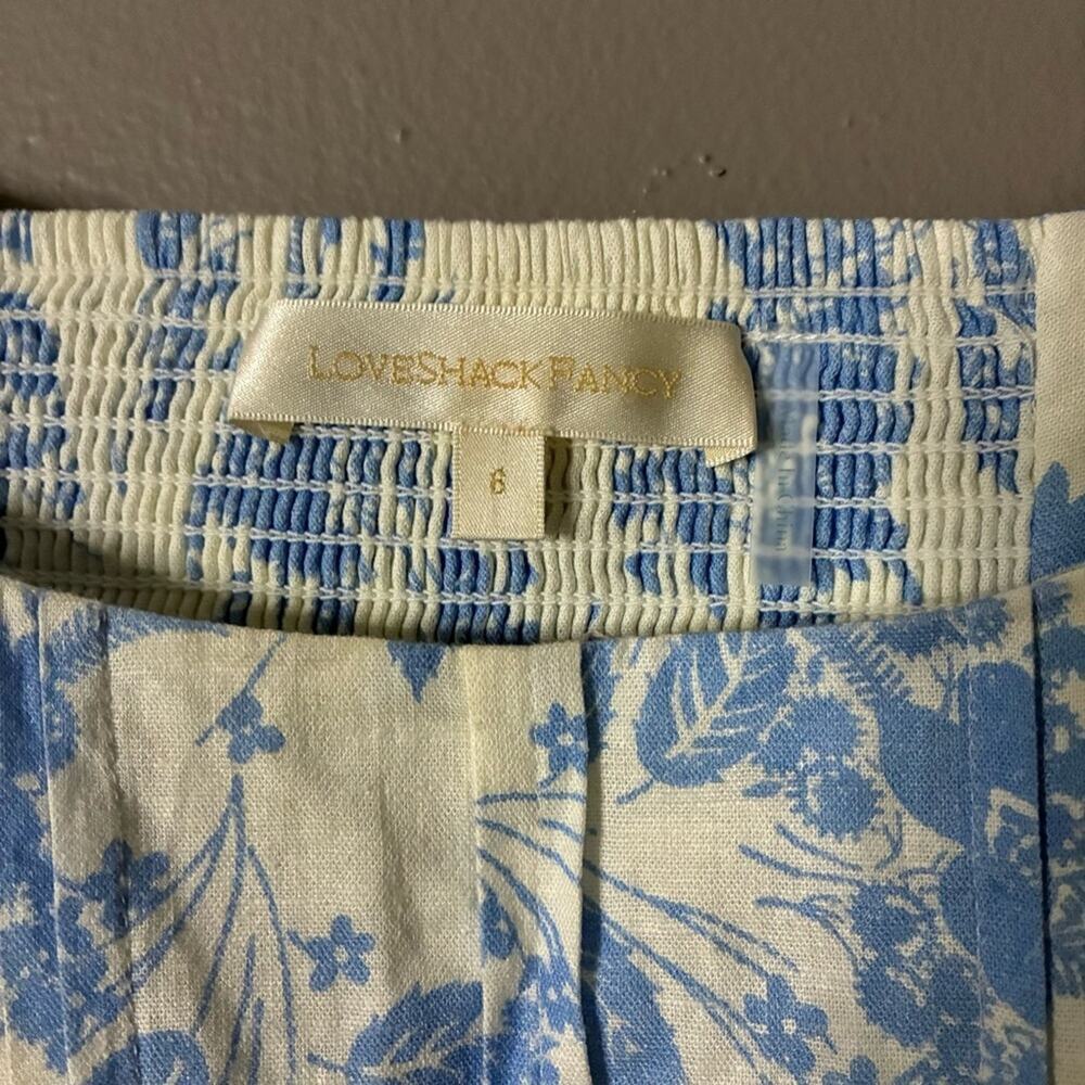 LOVESHACKFANCY Linen Dress Blue Floral Feminine | Coastal Chic Hamptons Preppy 6 - Picture 7 of 13